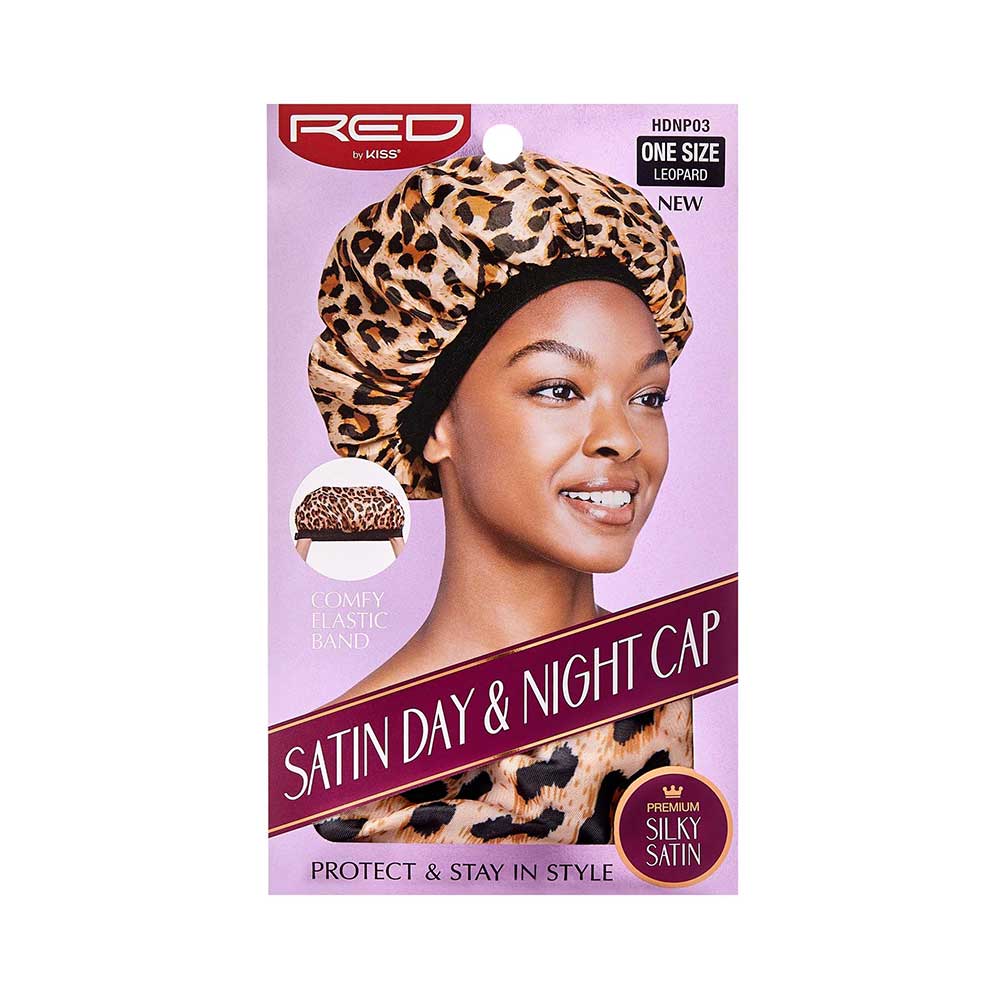 Red by Kiss Satin Day & Night Cap – Leopard X_Large HDNP03 - Elevate Styles