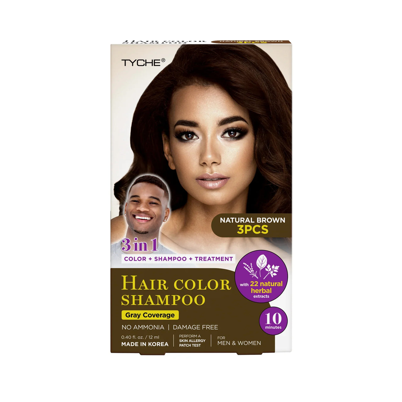 Tyche 3-in-1 Hair Color Shampoo – Natural Brown HLSM04 - Elevate Styles