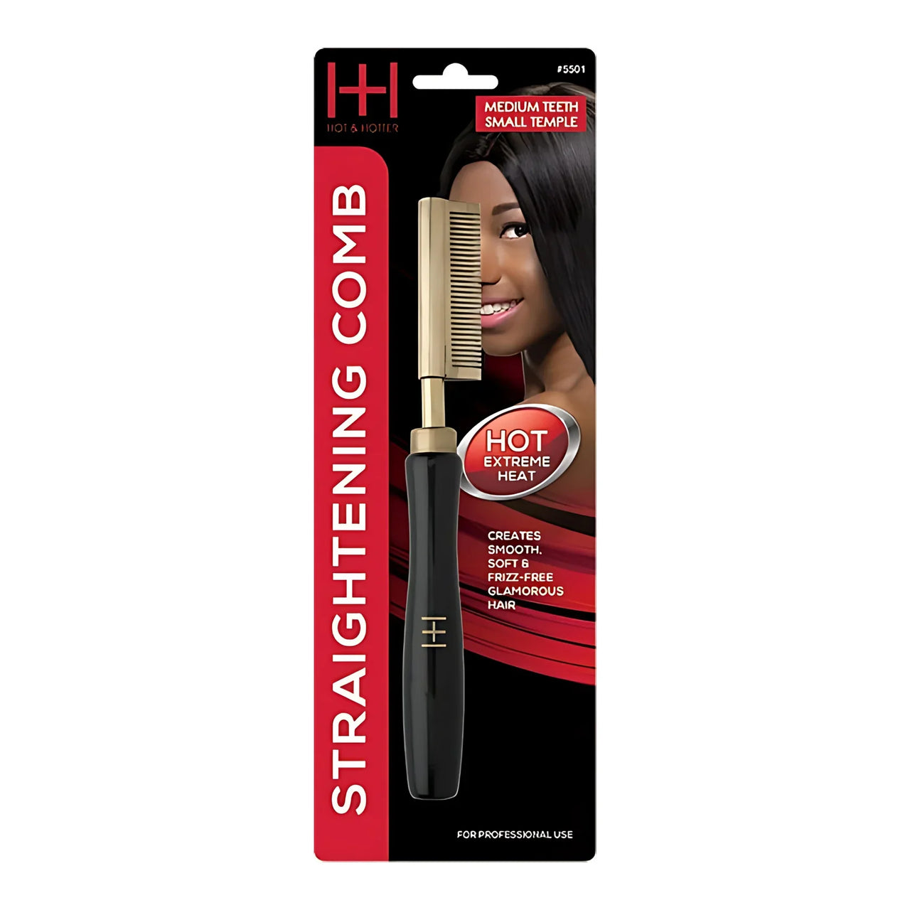 Hot & Hotter Straightening Comb – Medium Teeth Small Temple 5501 - Elevate Styles