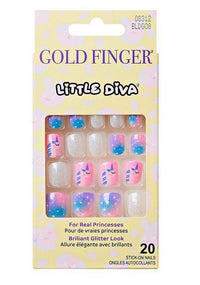 Thumbnail for Gold Finger Little Diva Stick On Nails 20 Count Princess Glitter Design 0912 BLD018 - Elevate Styles