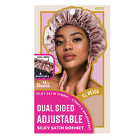 Thumbnail for Ms. Remi Dual Sided Adjustable Silky Satin Bonnet XL Beige #3706 - Elevate Styles