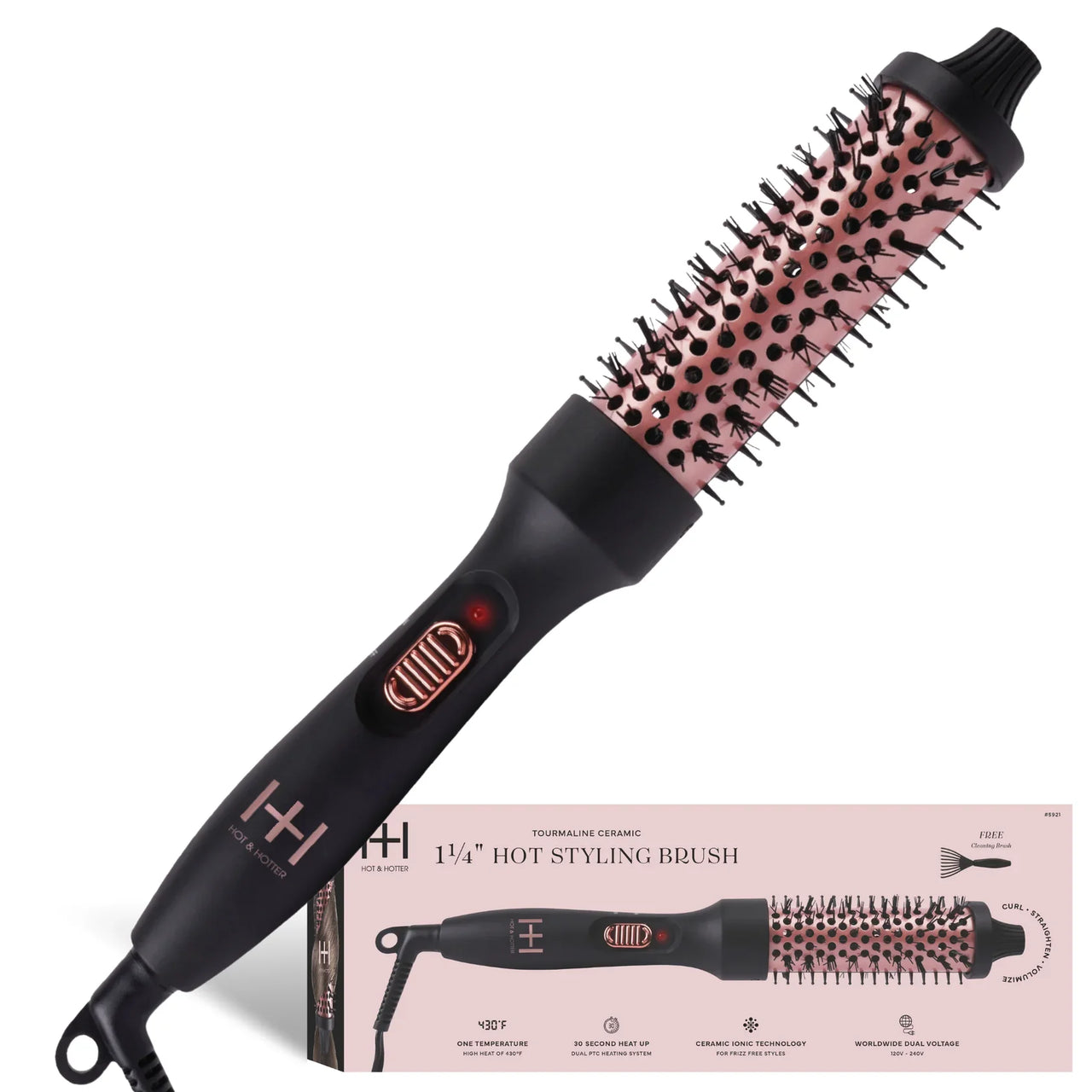 Hot and Hotter 1 1 4 Inch Hot Styling Brush Tourmaline Ceramic 5921 - Elevate Styles