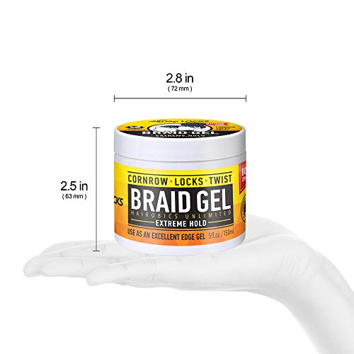 Hairobics Unlimited Braid Gel – Extreme Hold for Cornrows, Locks & Twists, 5 fl oz - Elevate Styles