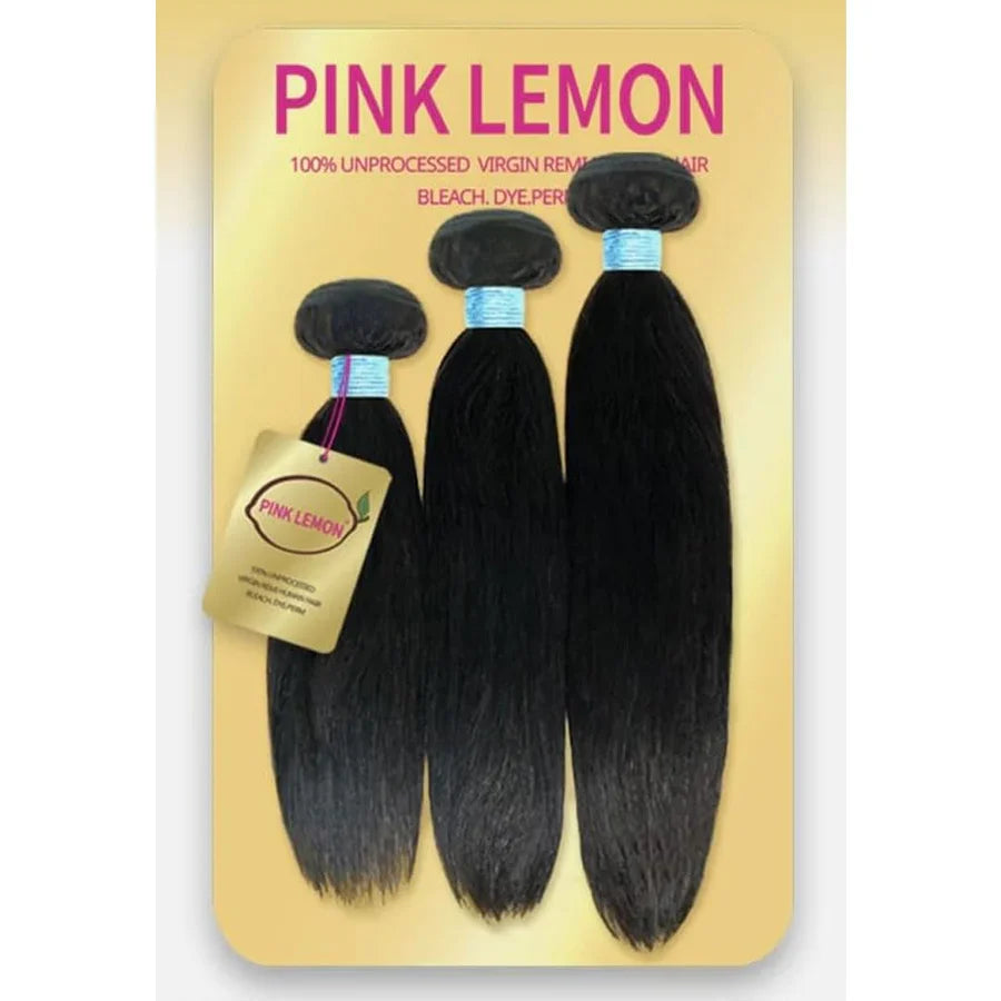 Pink Lemon 100% Unprocessed Virgin Remi Human Hair – Straight 3 Bundle Pack (15A Grade) - Elevate Styles