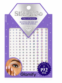 Thumbnail for Glamify Stick & Go Disco Chrome 3D Stick On Gem Set 192 Pieces Face and Nails - Elevate Styles