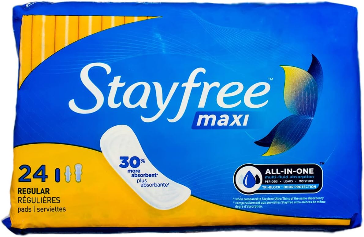Stayfree Maxi Pads - Regular Absorbency (24 Count) - Elevate Styles