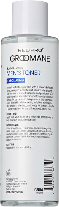 Thumbnail for Red Pro Groomane Barber Grade Men's Toner Exfoliating 8 fl. oz. - Elevate Styles