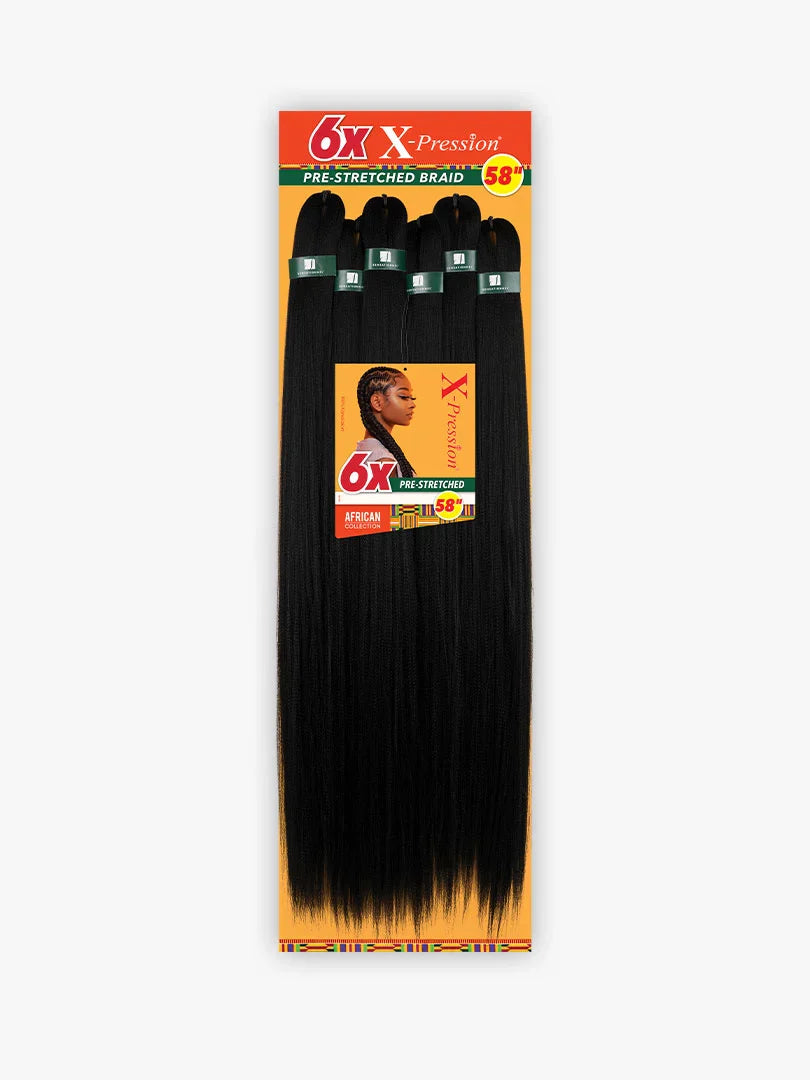Sensationnel X-Pression Pre-Stretched Braid 58″ – 6X Pack - Elevate Styles
