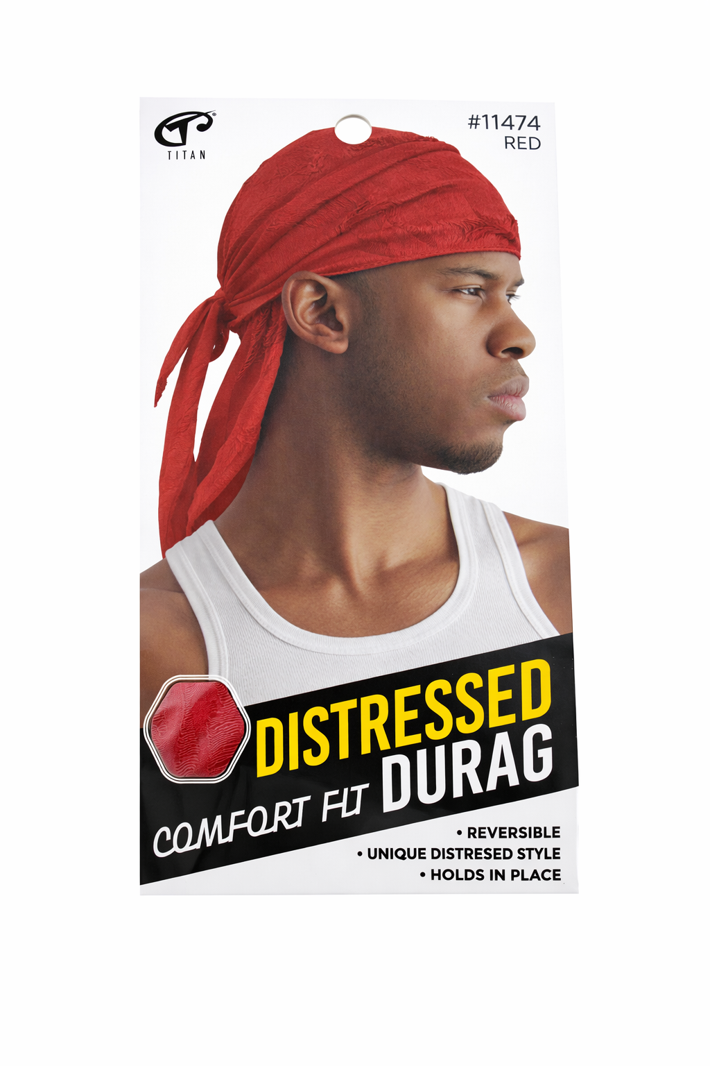 Titan Distressed Comfort Fit Durag Red #11474 - Elevate Styles
