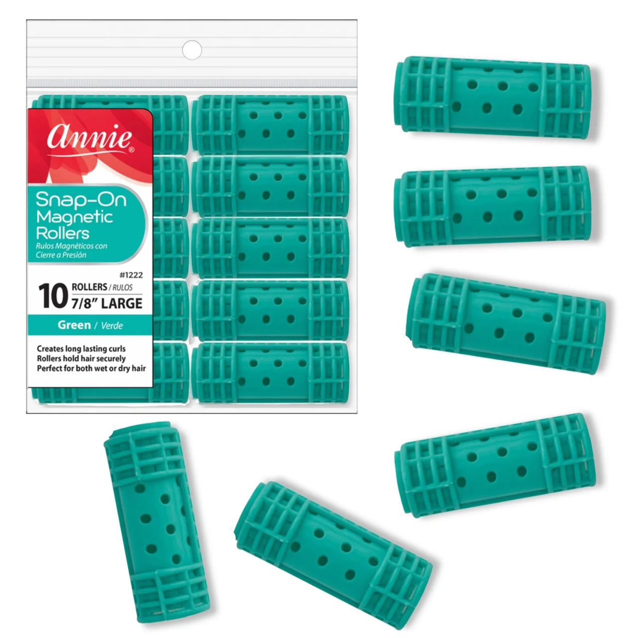 Annie Snap-On Magnetic Rollers – Large 7/8" Green 10 Pcs 1222 - Elevate Styles