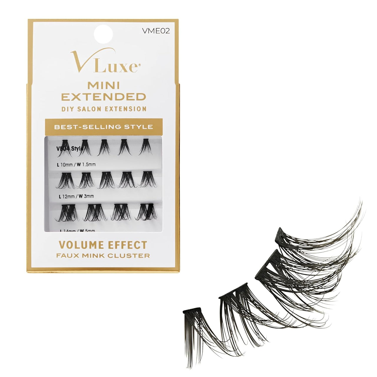 V Luxe Mini Extended DIY Salon Extension VME02 Volume Effect Faux Mink Cluster Lashes - Elevate Styles