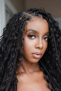 Thumbnail for Kara Syn Queen Braid Nigeria Boho Knotless 13x4 Lace Front Wig 30 Inch - Elevate Styles