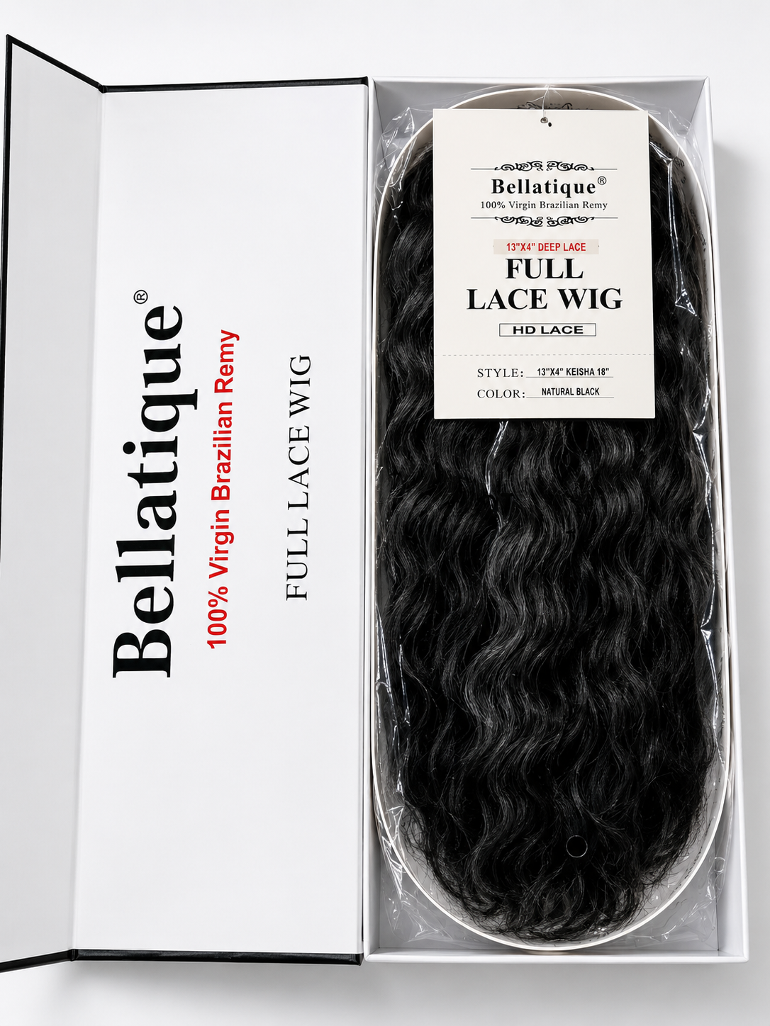 Bellatique 100% Human Hair 13x4 Lace Front Wig - KEISHA 18" NATURAL BLACK