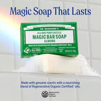 Thumbnail for Dr. Bronner's All-One Pure-Castile Almond Magic Bar Soap Net Wt 5 Oz / 140g
