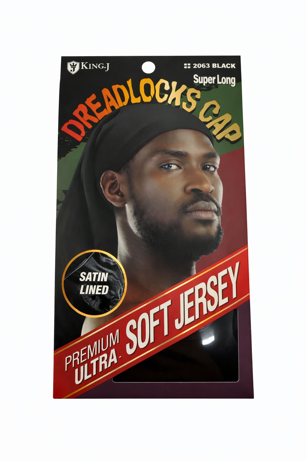 King J Dreadlocks Cap Black Satin Lined Ultra Soft Jersey Super Long 2063 - Elevate Styles