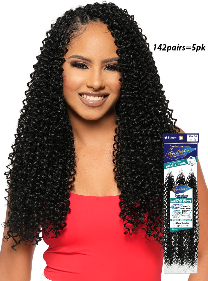 Bijoux Dominican Feather Lite Miracle Knots Invisible Crochet Hair Water Curl 18 - Elevate Styles