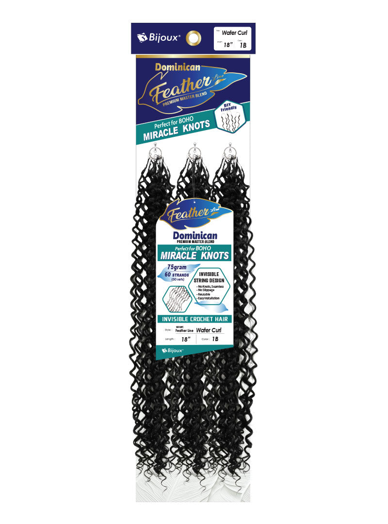 Bijoux Dominican Feather Lite Miracle Knots Invisible Crochet Hair Water Curl 18 - Elevate Styles