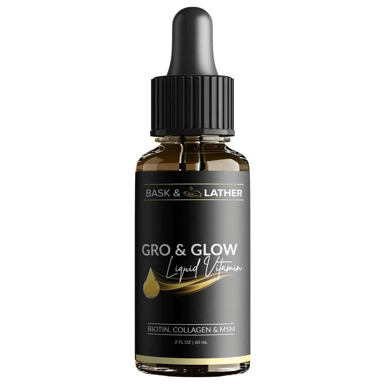 Bask and Lather Gro and Glow Liquid Vitamin Biotin Collagen and MSM 2 oz - Elevate Styles