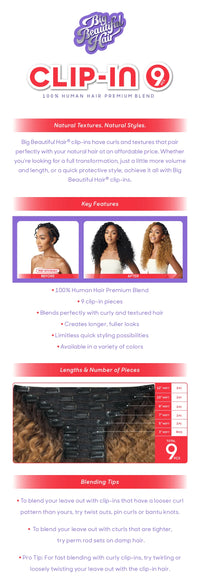 Thumbnail for Outre Big Beautiful Hair Clip-In 9 Pcs Natural Yaki 18