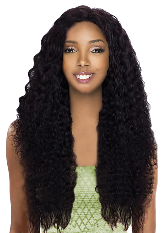 Amy Aviance Indu Gold HD Lace 13x4 Wet & Wavy Bohemian 18" Unprocessed Wig Black - Elevate Styles
