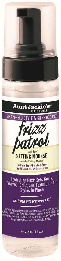 Thumbnail for Aunt Jackie’s Frizz Patrol Anti-Poof Setting Mousse  8 oz - Elevate Styles