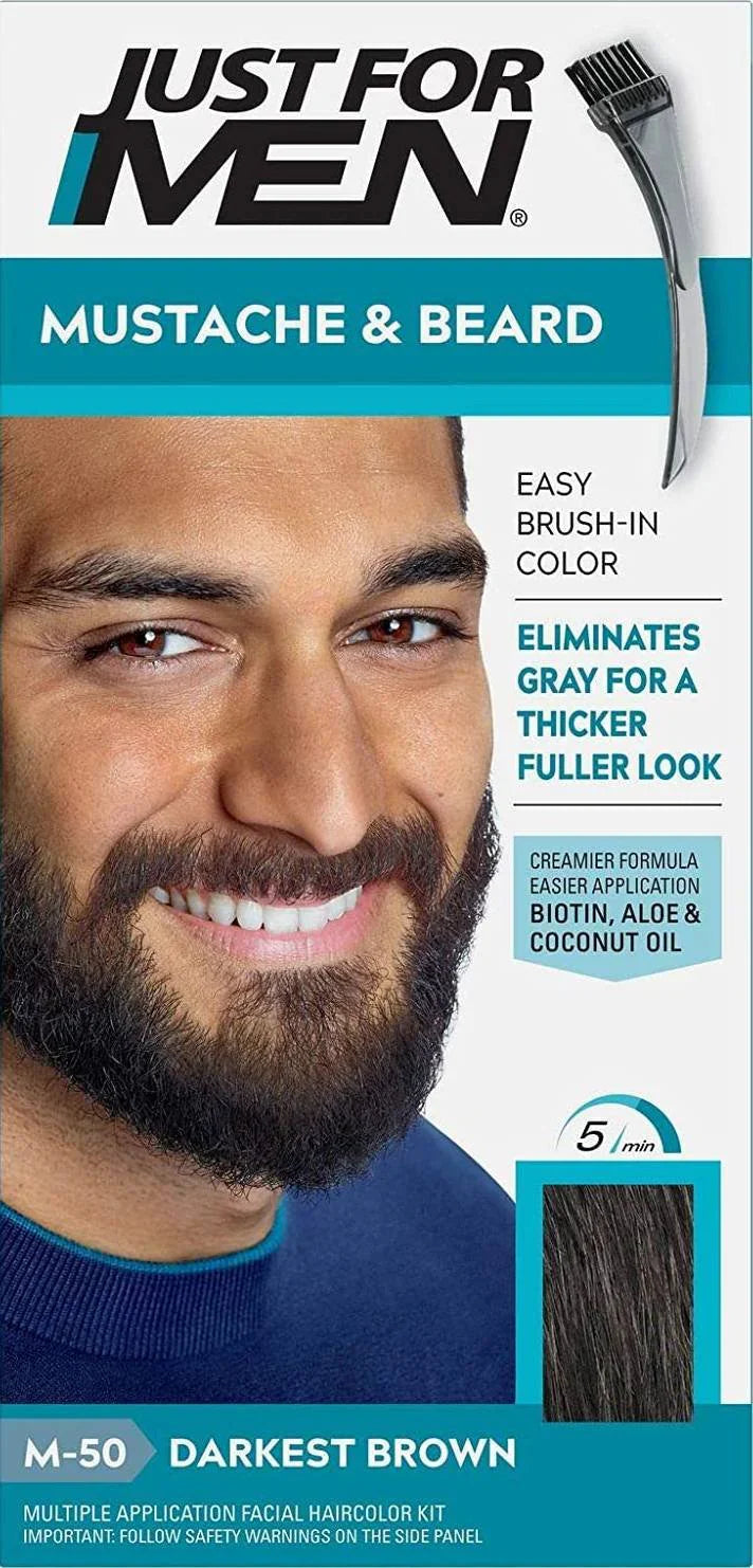 Just For Men Mustache and Beard Color M 50 Darkest Brown - Elevate Styles