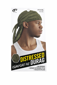 Thumbnail for Titan Distressed Comfort Fit Durag Olive #11476 - Elevate Styles