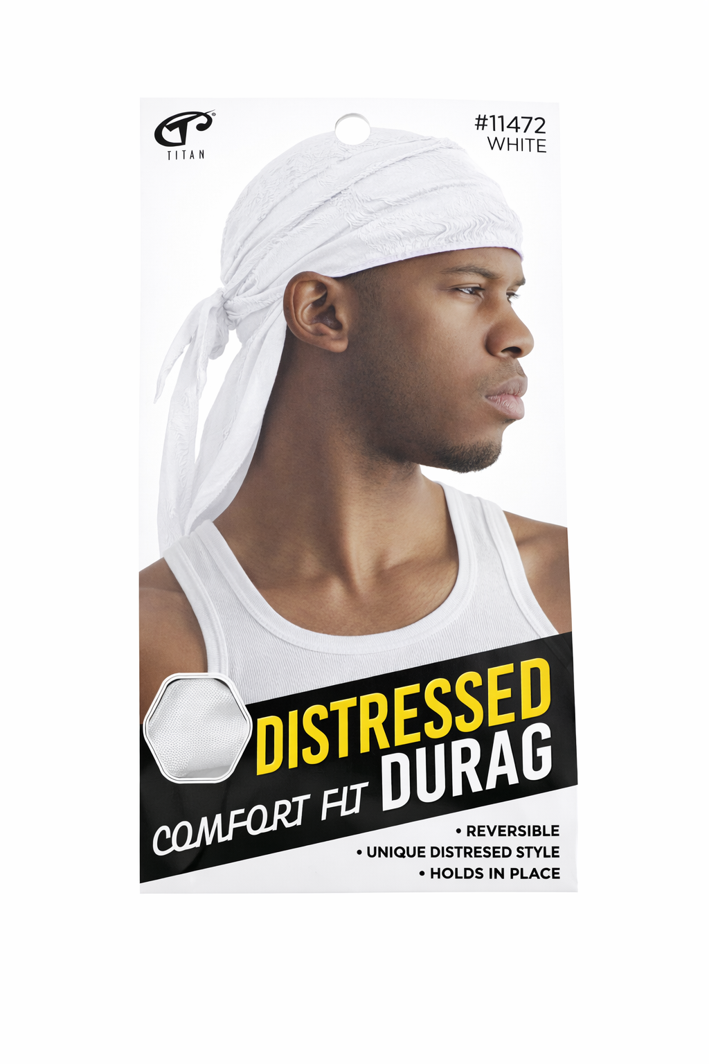 Titan Distressed Comfort Fit Durag White #11472 - Elevate Styles