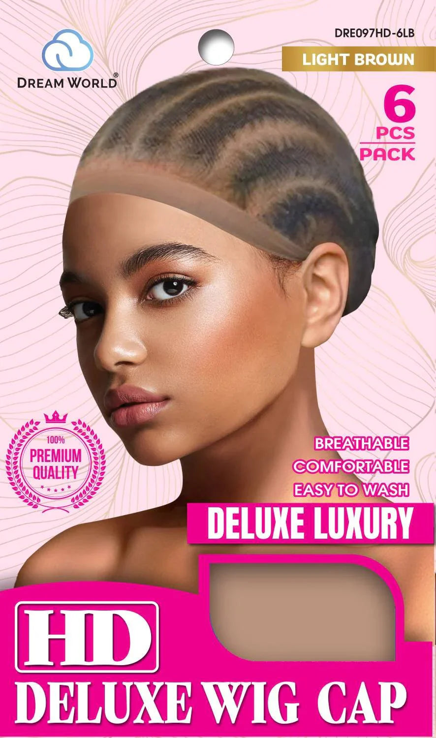 Dream World HD Transparent Deluxe Wig Cap Natural 6 Piece Pack L. Brown DRE097HD-6LB - Elevate Styles