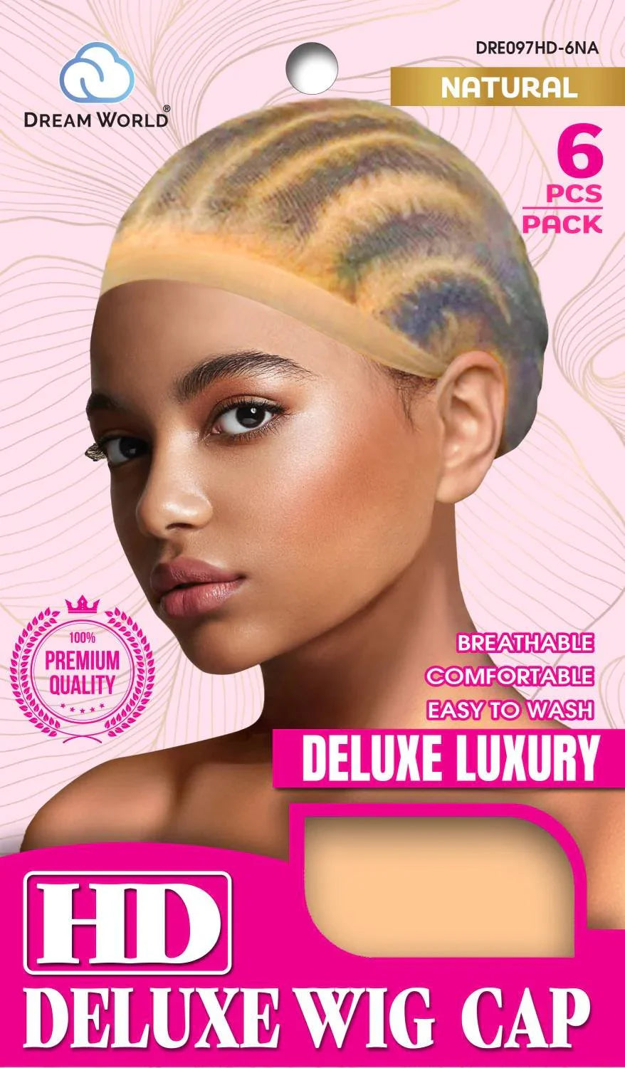 Dream World HD Transparent Deluxe Wig Cap Natural 6 Piece Pack Natural DRE097HD-6NA - Elevate Styles
