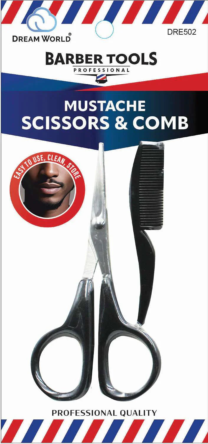 Dream World Barber Tools Mustache Scissors and Comb DRE502 - Elevate Styles