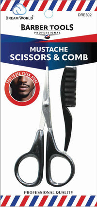 Thumbnail for Dream World Barber Tools Mustache Scissors and Comb DRE502 - Elevate Styles