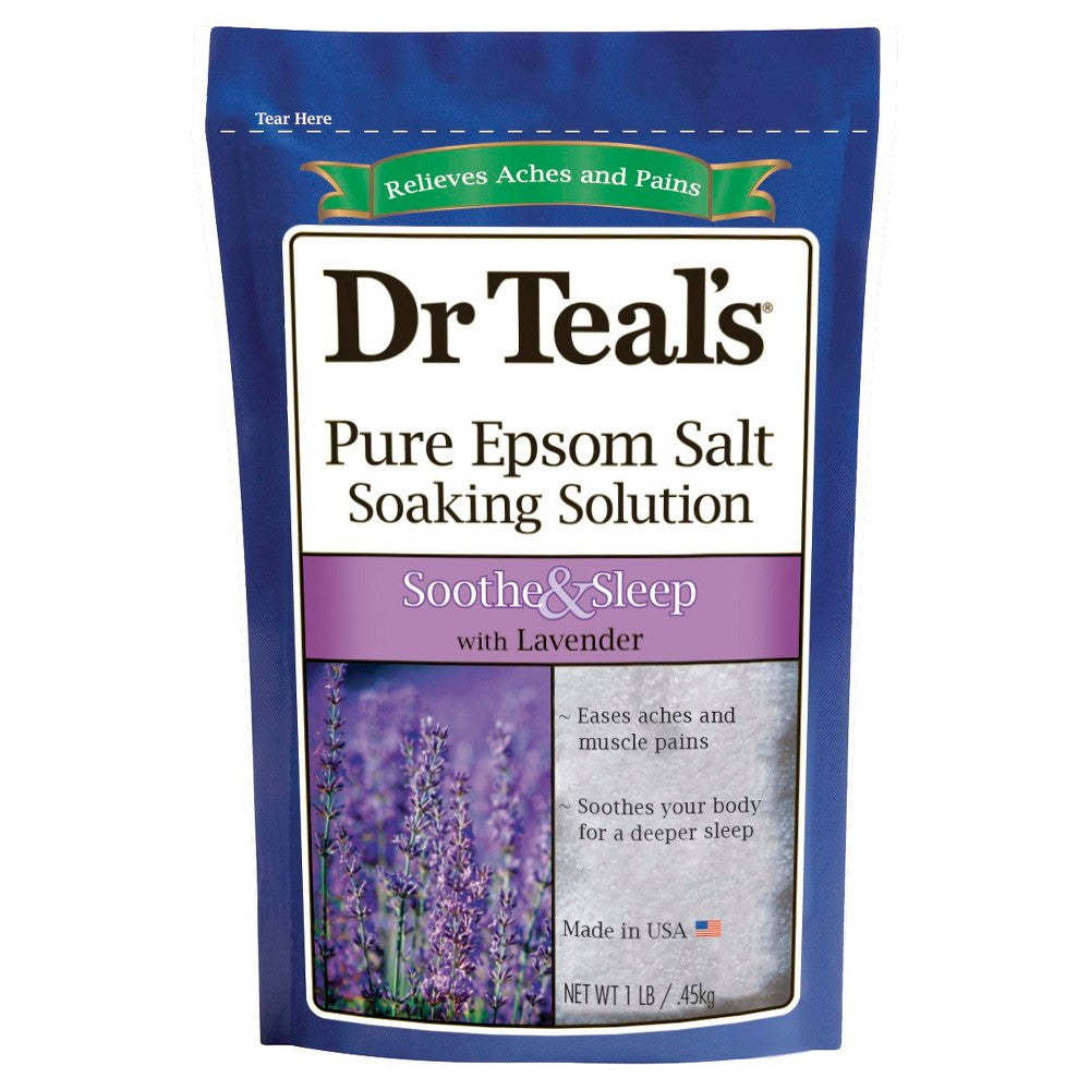Dr Teals Pure Epsom Salt Soaking Solution Soothe and Sleep Lavender 1 lb - Elevate Styles