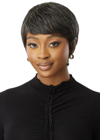 Thumbnail for Outre Fab&Fly™ Gray Glamour 100% Unprocessed Human Hair Wig HH-CELIA QHFGCEL - Elevate Styles