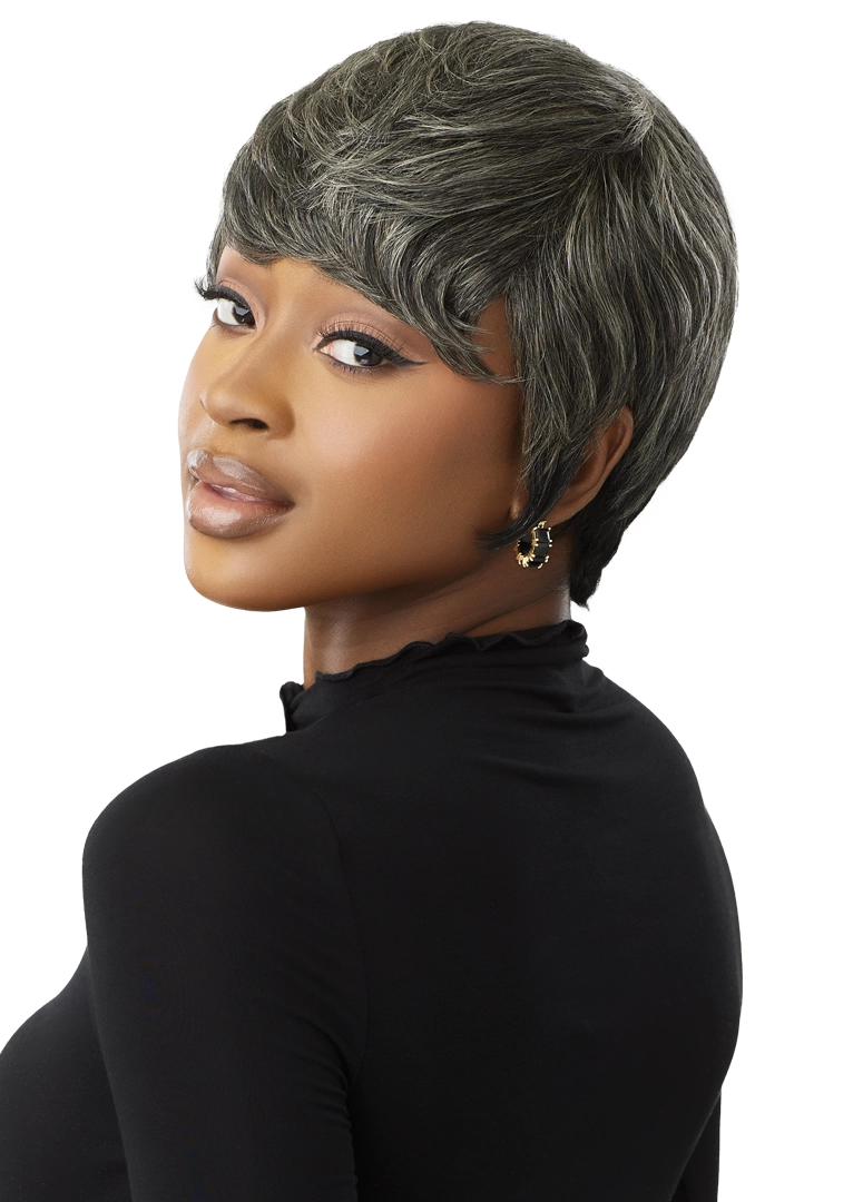 Outre Fab&Fly™ Gray Glamour 100% Unprocessed Human Hair Wig HH-CELIA QHFGCEL - Elevate Styles