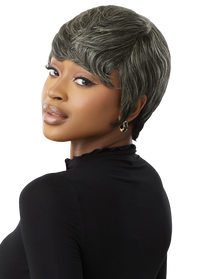 Thumbnail for Outre Fab&Fly™ Gray Glamour 100% Unprocessed Human Hair Wig HH-CELIA QHFGCEL - Elevate Styles