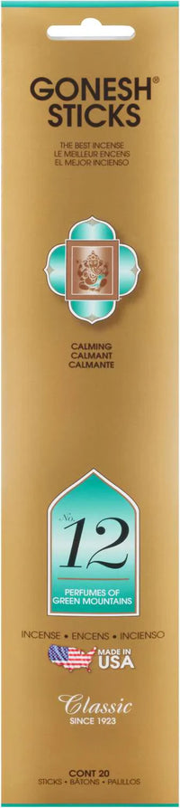 Thumbnail for Gonesh Classic Incense Sticks No. 12 – Green Mountains Calming Scent (20 Pack) - Elevate Styles