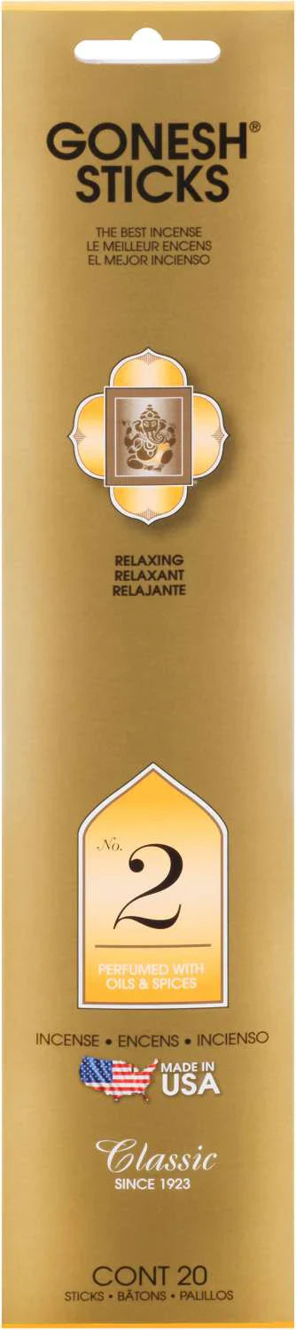 Gonesh Classic Incense Sticks No. 2 – Oils & Spices Relaxing Scent (20 Pack) - Elevate Styles
