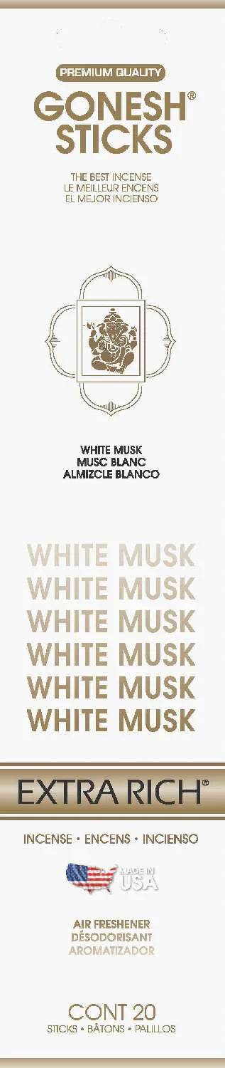 Gonesh Sticks Incense Extra Rich White Musk 20 Sticks - Elevate Styles