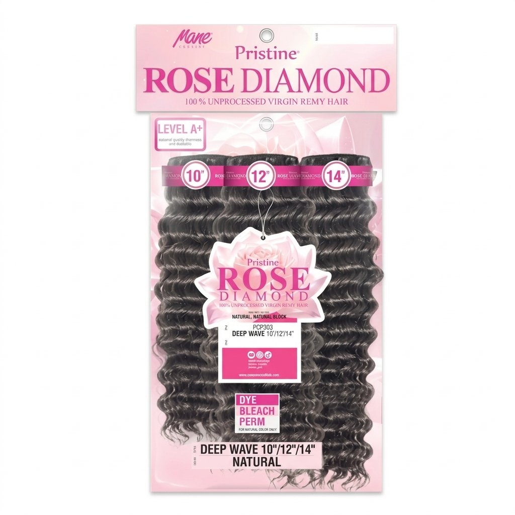 Rose Diamond 100% Unprocessed Virgin Remy Human Hair Deep Wave 3-Bundle Pack (10"–24") - Elevate Styles