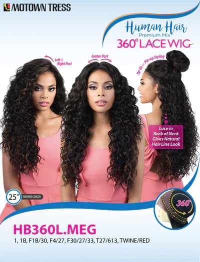 Motown Tress Human Hair Premium Mix 360 Lace Wig HB360L.MEG - Elevate Styles