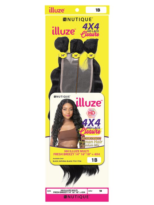 Nutique Illuze HD Human Hair Multi Fresh Breezy Weave Bundle + 4x4 Closure - Elevate Styles