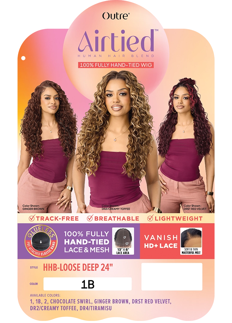 Outre Airtied Human Hair Blend Vanish HD+ Lace Front Wig HHB-Loose Deep 24" QLHBFHLD24