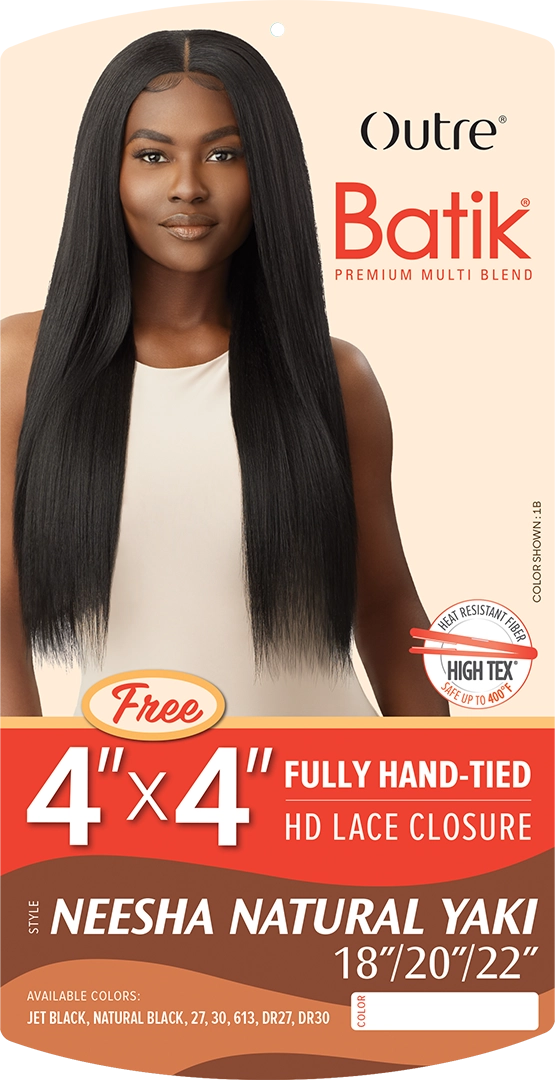 Outre Batik Premium Multi Blend Weave Bundle - Neesha Natural Yaki 18" 20" 22"+ 4x4 HD Lace Closure - Elevate Styles