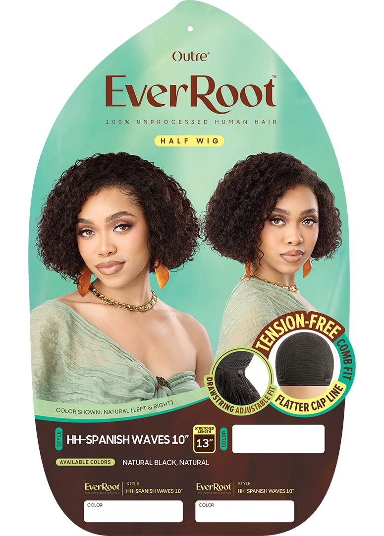 Outre EverRoot 100% Unprocessed Human Hair Half Wig – HH-Spanish Waves 10" QSHERSW10