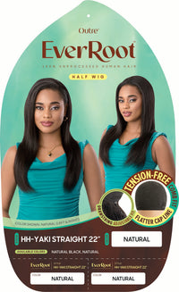 Thumbnail for Outre EverRoot 100% Unprocessed Human Hair Half Wig – HH-Yaki Straight 22