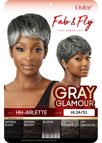 Thumbnail for Outre Fab&Fly™ Gray Glamour 100% Unprocessed Human Hair Wig HH Arlette QHFGARL - Elevate Styles