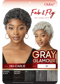 Thumbnail for Outre Fab&Fly™ Gray Glamour 100% Unprocessed Human Hair Wig HH CARLIE QHFGCAR - Elevate Styles