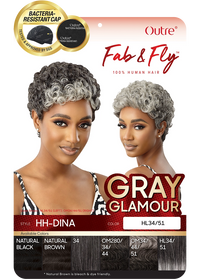 Thumbnail for Outre Fab&Fly™ Gray Glamour 100% Unprocessed Human Hair Wig HH-DINA - Elevate Styles