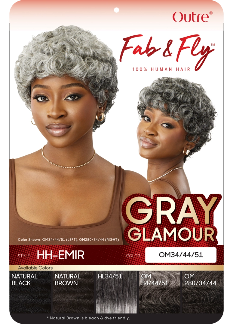 Outre Fab&Fly™ Gray Glamour 100% Unprocessed Human Hair Wig HH Emir QHFGEMI - Elevate Styles